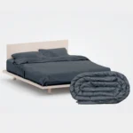 Midnight Kosy Iced Bundle featuring a luxurious bamboo bedding set and weighted blanket in a sophisticated dark grey.