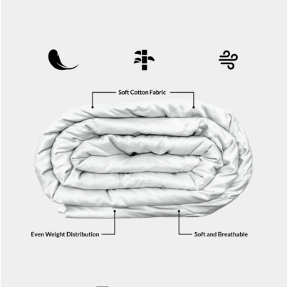 Designed for everyday comfort with premium cotton fabric, breathable construction, and even weight distribution for a calming, cozy sleep experience.